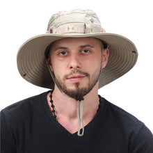 Load image into Gallery viewer, 1Pc Summer Men Bucket Hat Outdoor UV Protection Wide Brim Panama Safari Hunting Hiking Hat Mesh Fisherman Hat Beach Sunscreen Cap
