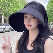 Load image into Gallery viewer, Foldable Sun Hats Female Summer Hat Visors Empty Top Hat Wide Large Brim Beach Hats Beach Protection Caps Women
