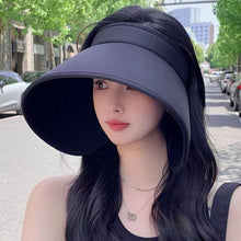 Load image into Gallery viewer, Foldable Sun Hats Female Summer Hat Visors Empty Top Hat Wide Large Brim Beach Hats Beach Protection Caps Women
