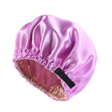 Load image into Gallery viewer, Women Large Satin Bonnet Silky Night Sleeping Cap Adjusting Button Night Hat Beauty Salon Hair Care Hat Bathroom Products

