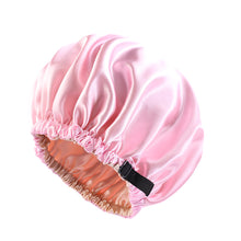 Load image into Gallery viewer, Women Large Satin Bonnet Silky Night Sleeping Cap Adjusting Button Night Hat Beauty Salon Hair Care Hat Bathroom Products
