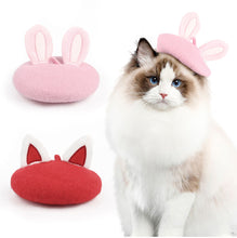 Load image into Gallery viewer, 1Pc Painter Wool Cap Pet Designer Rabbit Hats Dog Beret Pet Headwear Warm Headgear Mini Decorative Cute Solid Color Pet Hat
