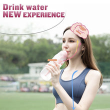 Load image into Gallery viewer, 650ML Large Capacity Outdoor Sports Water Bottle With 0 Sugar 0 Fat 0 Calories Fruit Flavoured Ring Fun Straw Bottle
