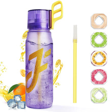 Load image into Gallery viewer, 650ML Large Capacity Outdoor Sports Water Bottle With 0 Sugar 0 Fat 0 Calories Fruit Flavoured Ring Fun Straw Bottle
