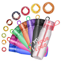 Load image into Gallery viewer, 650ML Large Capacity Outdoor Sports Water Bottle With 0 Sugar 0 Fat 0 Calories Fruit Flavoured Ring Fun Straw Bottle
