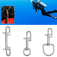 Load image into Gallery viewer, 316 Stainless Steel Single/Double Head Diving Hook Quick Release Spring Buckle Tow Rope Hook 360° Rotation BCD Diving Equipment
