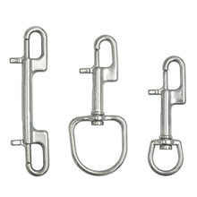 Load image into Gallery viewer, 316 Stainless Steel Single/Double Head Diving Hook Quick Release Spring Buckle Tow Rope Hook 360° Rotation BCD Diving Equipment
