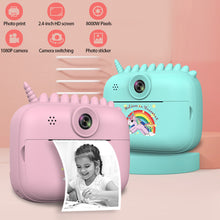 Load image into Gallery viewer, Children's Intelligent Thermal Printing Camera HD Dual Large Screen 4000W Digital Camera Unicorn Instant Camera
