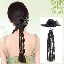 Load image into Gallery viewer, Wig Flower Braid Two Twisted Braids Fried Dough Twists Ponytail Wig Creative Wig Braid Hair Rope
