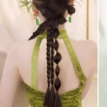 Load image into Gallery viewer, Wig Flower Braid Two Twisted Braids Fried Dough Twists Ponytail Wig Creative Wig Braid Hair Rope
