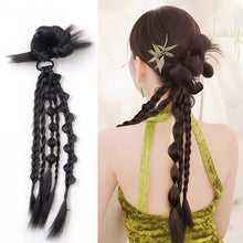 Load image into Gallery viewer, Wig Flower Braid Two Twisted Braids Fried Dough Twists Ponytail Wig Creative Wig Braid Hair Rope
