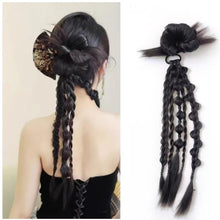 Load image into Gallery viewer, Wig Flower Braid Two Twisted Braids Fried Dough Twists Ponytail Wig Creative Wig Braid Hair Rope
