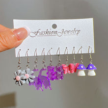 Load image into Gallery viewer, 5 Pairs Cute Cartoon Animal Fruit Earrings Set for Women Girl Simulated Resin Acrylic Food Drink Icecream DIY Dangle Earring New Jewelry
