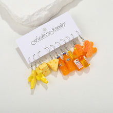 Load image into Gallery viewer, 5 Pairs Cute Cartoon Animal Fruit Earrings Set for Women Girl Simulated Resin Acrylic Food Drink Icecream DIY Dangle Earring New Jewelry
