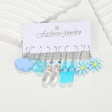Load image into Gallery viewer, 5 Pairs Cute Cartoon Animal Fruit Earrings Set for Women Girl Simulated Resin Acrylic Food Drink Icecream DIY Dangle Earring New Jewelry
