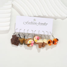 Load image into Gallery viewer, 5 Pairs Cute Cartoon Animal Fruit Earrings Set for Women Girl Simulated Resin Acrylic Food Drink Icecream DIY Dangle Earring New Jewelry
