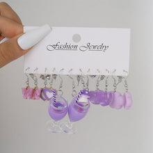 Load image into Gallery viewer, 5 Pairs Cute Cartoon Animal Fruit Earrings Set for Women Girl Simulated Resin Acrylic Food Drink Icecream DIY Dangle Earring New Jewelry
