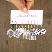 Load image into Gallery viewer, 5 Pairs Cute Cartoon Animal Fruit Earrings Set for Women Girl Simulated Resin Acrylic Food Drink Icecream DIY Dangle Earring New Jewelry
