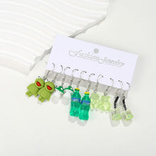 Load image into Gallery viewer, 5 Pairs Cute Cartoon Animal Fruit Earrings Set for Women Girl Simulated Resin Acrylic Food Drink Icecream DIY Dangle Earring New Jewelry

