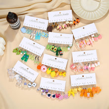 Load image into Gallery viewer, 5 Pairs Cute Cartoon Animal Fruit Earrings Set for Women Girl Simulated Resin Acrylic Food Drink Icecream DIY Dangle Earring New Jewelry
