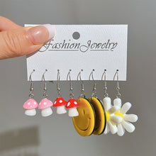 Load image into Gallery viewer, 5 Pairs Cute Cartoon Animal Fruit Earrings Set for Women Girl Simulated Resin Acrylic Food Drink Icecream DIY Dangle Earring New Jewelry
