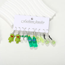 Load image into Gallery viewer, 5 Pairs Cute Cartoon Animal Fruit Earrings Set for Women Girl Simulated Resin Acrylic Food Drink Icecream DIY Dangle Earring New Jewelry
