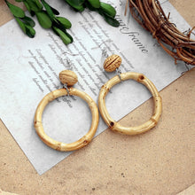 Load image into Gallery viewer, Boho Handmade Geometric Wooden Rattan Braid Drop Earrings for Women Ethnic Bohemia Statement Earring Jewelry
