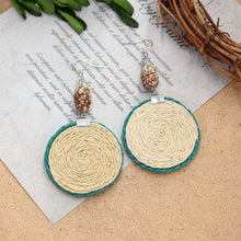 Load image into Gallery viewer, Boho Handmade Geometric Wooden Rattan Braid Drop Earrings for Women Ethnic Bohemia Statement Earring Jewelry
