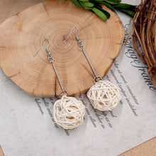 Load image into Gallery viewer, Boho Handmade Geometric Wooden Rattan Braid Drop Earrings for Women Ethnic Bohemia Statement Earring Jewelry
