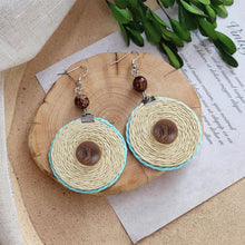 Load image into Gallery viewer, Boho Handmade Geometric Wooden Rattan Braid Drop Earrings for Women Ethnic Bohemia Statement Earring Jewelry
