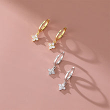 Load image into Gallery viewer, Zircon Flower Pendant Hoop Earrings for Women Simple Fashion Huggies Jewelry Aretes Sweet Cute Hanging Earrings Girl Wedding Party Jewelry Gift
