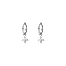 Load image into Gallery viewer, Zircon Flower Pendant Hoop Earrings for Women Simple Fashion Huggies Jewelry Aretes Sweet Cute Hanging Earrings Girl Wedding Party Jewelry Gift
