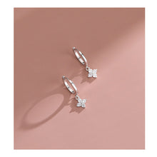 Load image into Gallery viewer, Zircon Flower Pendant Hoop Earrings for Women Simple Fashion Huggies Jewelry Aretes Sweet Cute Hanging Earrings Girl Wedding Party Jewelry Gift
