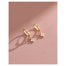 Load image into Gallery viewer, Zircon Flower Pendant Hoop Earrings for Women Simple Fashion Huggies Jewelry Aretes Sweet Cute Hanging Earrings Girl Wedding Party Jewelry Gift
