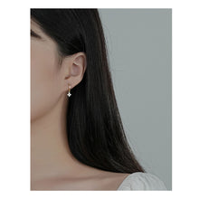 Load image into Gallery viewer, Zircon Flower Pendant Hoop Earrings for Women Simple Fashion Huggies Jewelry Aretes Sweet Cute Hanging Earrings Girl Wedding Party Jewelry Gift
