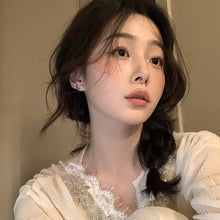 Load image into Gallery viewer, Korean Elegant Cute Rhinestone Fashion Earrings For Women Trendy Shiny Star Pearls Ear Stud For Women Girls Fashion Metal Chain Jewelry Gifts
