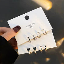 Load image into Gallery viewer, 2 Pairs/set Punk Black Dripping Oil Love Heart Hoop Earrings for Women Girls Simple All-match Hollow Circle Hip Hop Earring Jewelry
