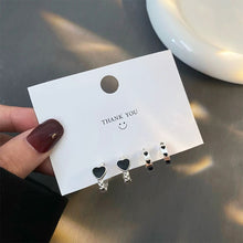 Load image into Gallery viewer, 2 Pairs/set Punk Black Dripping Oil Love Heart Hoop Earrings for Women Girls Simple All-match Hollow Circle Hip Hop Earring Jewelry

