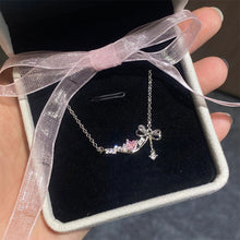 Load image into Gallery viewer, Korea New Design Bowknot Pink Zircon Pendant Necklaces Fashion Temperament Clavicle Chain for Women Trendy Party Jewelry
