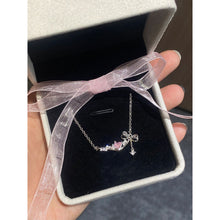 Load image into Gallery viewer, Korea New Design Bowknot Pink Zircon Pendant Necklaces Fashion Temperament Clavicle Chain for Women Trendy Party Jewelry
