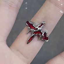 Load image into Gallery viewer, New Punk Cross Butterfly Irregular Red Crystal Glass Heart Aesthetic Rings for Women Y2K Gothic Animal Spider Ring Creative Jewelry
