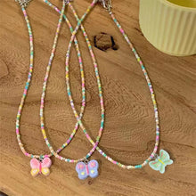 Load image into Gallery viewer, Candy Color Beaded Butterfly Necklace Female Niche Sweet Cute Girly Style Clavicle Chain 2024 New Fashion Accessories
