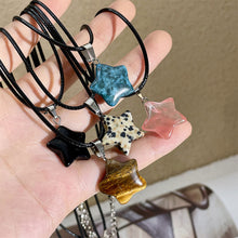 Load image into Gallery viewer, Natural Stone Hexagon Pendant Necklace Crystal Rose Quartz Opal Star for Women Fluorite Lapis Bullet Pendulum Trend Jewelry Gift
