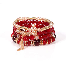 Load image into Gallery viewer, 4PCS/Set Bohemian Stackable Bead Bracelets for Women Multilayered Bracelet Pendant Charm Stretch Bangles
