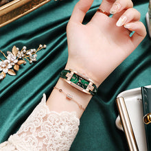 Load image into Gallery viewer, Top Brand Luxury Women Wrist Watch Small Green Watch Ladies Rhinestone Watches Leather Quartz Watch Clock
