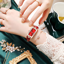 Load image into Gallery viewer, Top Brand Luxury Women Wrist Watch Small Green Watch Ladies Rhinestone Watches Leather Quartz Watch Clock
