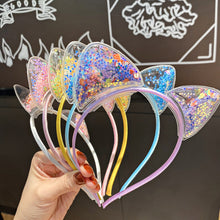 Load image into Gallery viewer, Glitter Cat Ear Hairband Girl Children Quicksand Crown Headband Cat Ears Party Hair Hoop Kids Hair Accessories Jewelry Headwear
