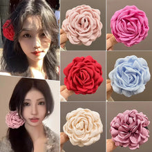 Load image into Gallery viewer, Caro Handmade Rose Crab Hair Clip Ins Popular Hair Catches For Women Pink Black Red Headwear Girls' summer Accessories
