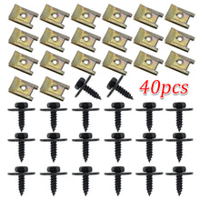 Load image into Gallery viewer, 40Pcs Car Fender Bumper Cross Head Screws Chassis Engine Guard Metal Nut/Screw Washers U-shape Clip For BMW E46 E92 E90 F10
