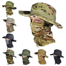 Load image into Gallery viewer, Women Men Tactics Camouflage Boonie Cap Balaclava Hat Suit Foldable Soft Hat Outdoor Hunting Fishing Wide Brimmed Hat Sunscreen Caps
